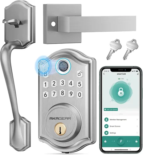 Miniatura 11 de AkaGear DS10 Pro - Cerradura de puerta de entrada sin llave con conjunto de manijas, juego de cerraduras inteligentes para puerta principal, teclado