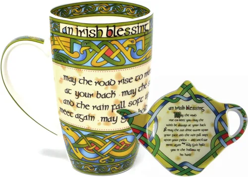 Miniatura 2 de Royal Tara Irish Blessing Set - Taza de porcelana de hueso de 14 onzas líquidas, caja de tejido irlandés, té, bolsas de té sueltas de hojas