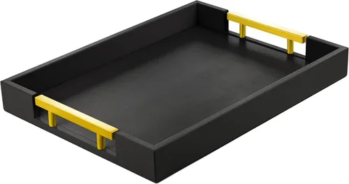 Miniatura 10 de ATZYmolin - Bandeja de madera para servir con asas, bandeja decorativa rectangular otomana para el hogar, bandeja de tocador para desayunos, cenas
