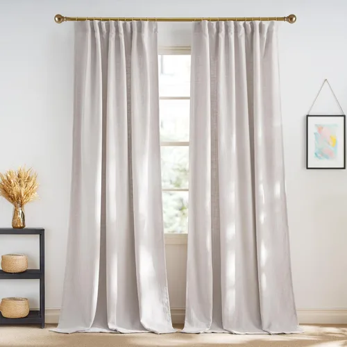 Miniatura 70 de NICETOWN Cortinas de lino grueso para dormitorio, privacidad añadida, bolsillo para barra y pestaña trasera, no se transparentan, mezcla de lino
