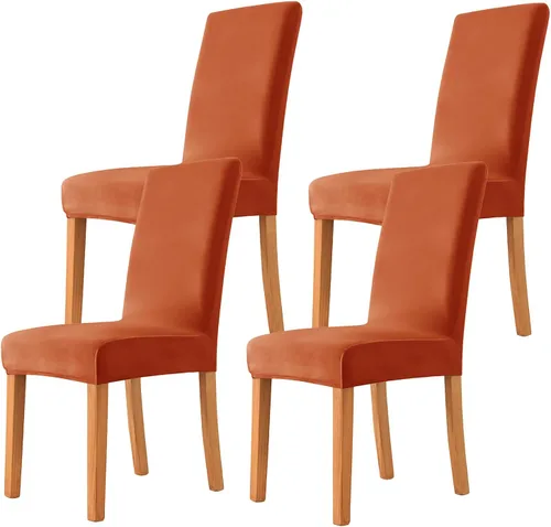 Miniatura 7 de Velvet Chair Covers Beige Gray, Stretch Dining Room Chair Covers 2 Pack, Super Fit Dining Chairs Slipcovers Spandex Washable Kitchen Parson Chair