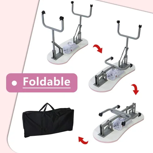 Miniatura 7 de AGESISI Mesa de manicura portátil plegable para uñas con colector de polvo, mesa profesional de tecnología de uñas para técnico, spa, sala de Rosa