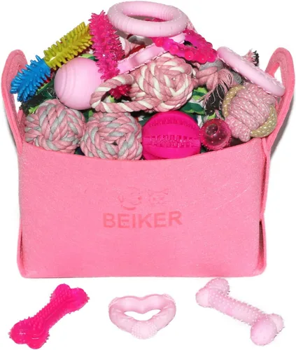 Miniatura 7 de Beiker Paquete de 15 juguetes de Navidad para perros, juguetes masticables para cachorros para dentición de cachorros pequeños y medianos, caja