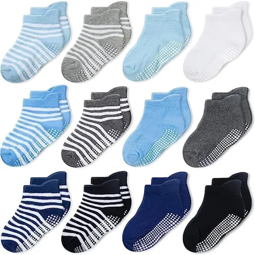Miniatura 10 de CozyWay Baby & Toddler Socks with Grippers Non Slip Ankle Grip Socks For Boys and Girls - Comfy Soft Cotton - 12 Pack