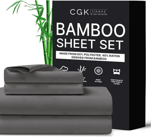 Miniatura 8 de CGK Linens - Juego de sábanas tamaño King, mezcla de bambú refrescante y transpirable, 60% poliéster, 40% rayón derivado del bambú, súper suave