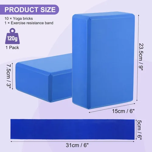 Miniatura 2 de PATIKIL Bloques de yoga y bandas de resistencia, paquete de 10 bloques de yoga de espuma EVA de alta densidad a granel de 9 x 6 x 3 pulgadas, Azul