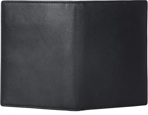 Miniatura 9 de Polare - Soporte para pasaporte de cuero de grano completo con bloqueo RFID, billetera plegable para viajes, 2 pasaportes, Negro -, Slim