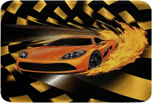 Miniatura 26 de Erosebridal Alfombra de coche de carreras, alfombra de baño para niños y adolescentes, decoración de dormitorio, tapete deportivo extremo