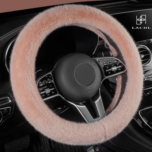 Miniatura 2 de LACDL Fundas mullidas de invierno para volante de automóvil, para mujer, cálida y bonita funda para volante de automóvil para sedán, SUV, súper Negro