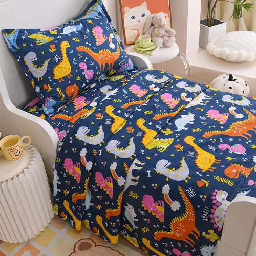 Miniatura 17 de Juego de 2 sábanas bajeras y fundas de almohada suaves para cama con bonitos patrones de cachorros, sábanas estampadas con patrón de perritos para 2