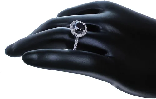Miniatura 3 de Vir Jewels 10K White Gold Black Diamond Engagement Ring (1.50 CT)