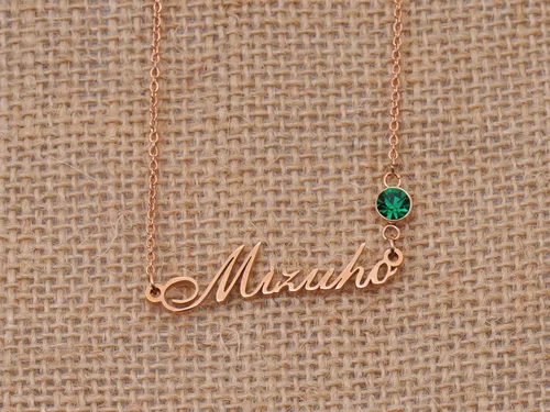 Miniatura 5 de LikeFun - Collar personalizado con nombre de placa de nacimiento para niñas, acero inoxidable, Rose gold