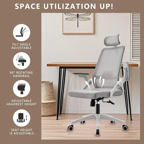 Miniatura 6 de Silla ergonómica para computadora de oficina para comodidad durante todo el día, soporte lumbar dinámico y reposacabezas ajustable, silla