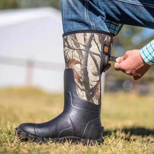 Miniatura 5 de HISEA Botas de lluvia mejoradas para hombre, botas de goma de neopreno aisladas impermeables con vástago de acero, botas de trabajo duraderas