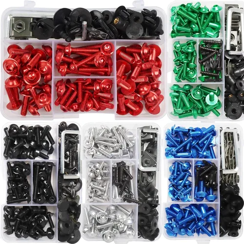 Miniatura 9 de Worldmotop Kit de tornillos de carenado, tuercas, sujetadores universales compatibles con Yamaha Honda Kawasaki Suzuki BMW, Kit de tornillos Negro