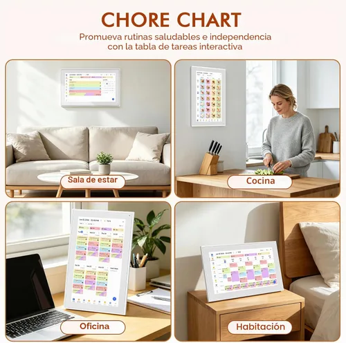 Miniatura 5 de Calendario digital de 15.6 pulgadas, calendario electrónico de tareas familiares, planificador semanal y mensual inteligente, pantalla táctil IPS