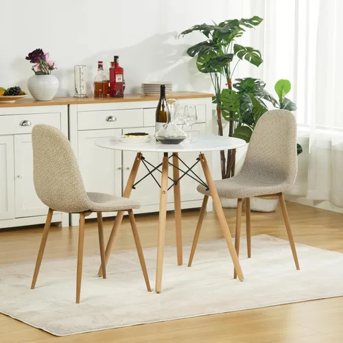 Miniatura 2 de Homy Casa Mid-Century - Juego de sillas de comedor tapizadas, sillas de cocina con patas de metal, sillas laterales con tapicería de Beige