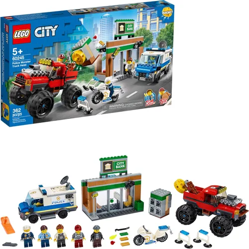 LEGO City Police Monster Truck Heist 60245 Juguete de policía, juego de construcción genial para niños (362 piezas)