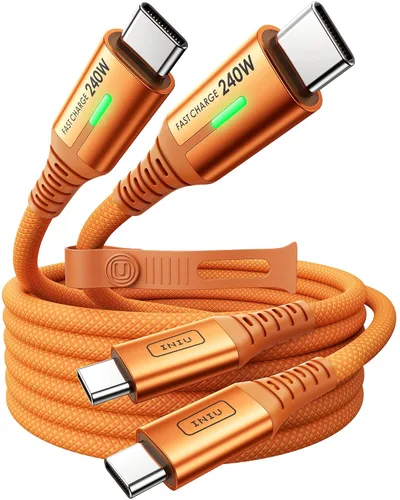 Miniatura 13 de INIU Cable USB C a USB C, cable de carga rápida tipo C de 240 W, cable de carga trenzado USBC para iPhone 17, 16 Pro Max, Samsung S26 S25, Negro