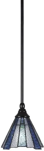 Miniatura 7 de Toltec Lighting Tallo Colgado Mini colgante, acabado de cobre negro, 3.5" cuadrado humo burbuja vidrio