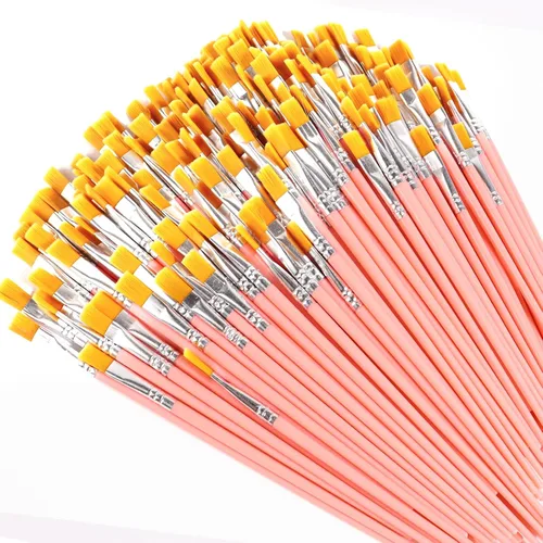 Miniatura 9 de 30 pinceles de pintura para pintura acrílica, pinceles para niños, pelo de nailon plano, pincel para manualidades, óleo pequeño, acuarelas, Negro