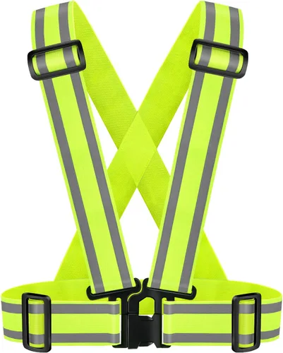 Correas de alta visibilidad | Chaleco de seguridad | Ajustable y elástico | Equipo reflectante para correr, caminar, ciclismo, trabajadores de la