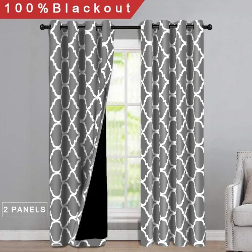 Miniatura 6 de Melodieux Cortinas opacas marroquíes de 63 pulgadas de largo para dormitorio, sala de estar, cortinas forradas con aislamiento térmico que bloquean