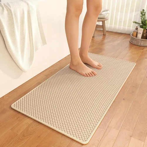 Miniatura 19 de YDKGL Alfombras de baño antideslizantes, superabsorbentes, de secado rápido, para baño, textura de tejido de espuma, alfombras de baño delgadas