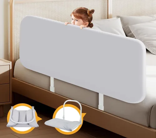 Miniatura 10 de Rieles de cama para niños pequeños para viajes, barandilla de cama portátil para cuna, camas individuales, queen, matrimonial, king, fácil
