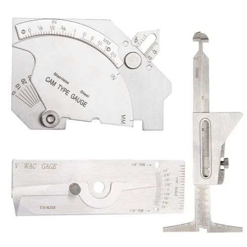 Hi Lo - Herramienta de medición de inspección para soldador cubital + medidor de soldadura de borde de mordida V-WAC + kit de medidor de leva de