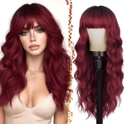 Miniatura 9 de BARSDAR Peluca rubia corta ondulada con flequillo, pelucas cortas onduladas de 14 pulgadas para mujer, pelucas sintéticas suaves hasta el hombro