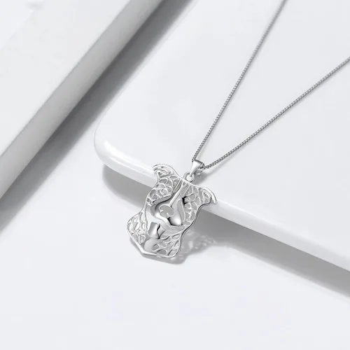 Miniatura 2 de Pitbull - Juego de collar de plata de ley y aretes colgantes por Ginger Lyne Ears Down Puppy Dog Pet Pendant Box Chain Doggie Animal Paw Print Heart