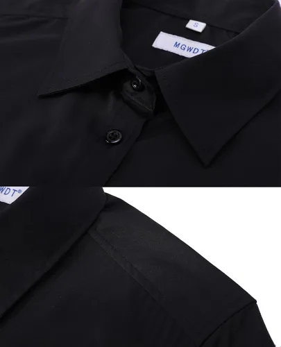 Miniatura 4 de MGWDT Camisa de trabajo con botones para mujer, ajustada, resistente a las arrugas, manga larga/corta, elástica, ligera