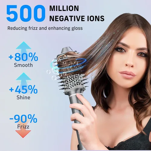 Miniatura 5 de Quico Juego de cepillos 5 en 1 para secador de pelo, cepillo giratorio para rizar, rizador de aire para cabello, moldeador de cabello de aire