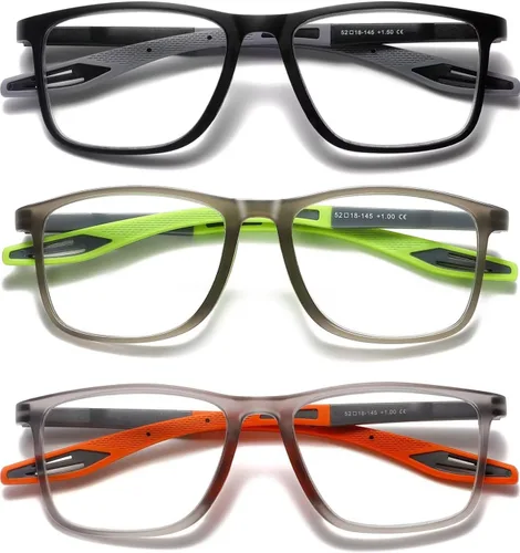 Miniatura 16 de Hubeye TR90 Gafas de lectura deportivas para hombres y mujeres, ultraligeras, flexibles, anti-luz azul (+1.25)