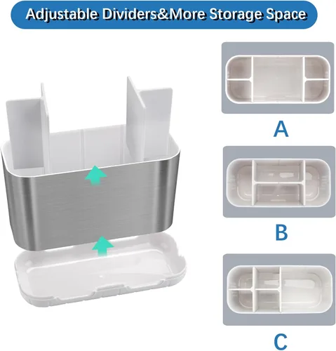 Miniatura 5 de Portacepillos de dientes para organizador de encimera de baño, portacepillos para cepillos de dientes eléctricos grandes desmontables