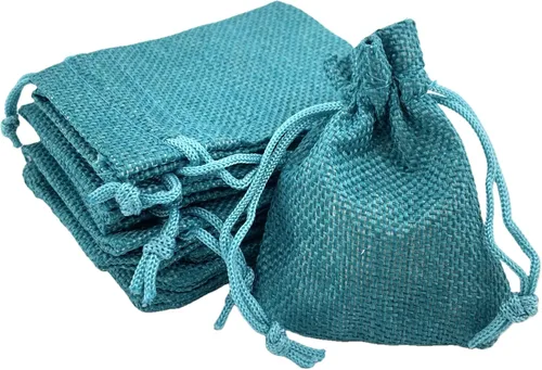 Miniatura 15 de Palmhomee Paquete de 20 bolsas de regalo de arpillera con cordón, bolsas de joyería de lino, bolsas de yute de boda para joyas y bolsas