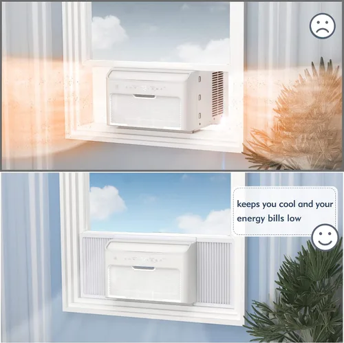 Miniatura 5 de Flamorrow Paneles laterales de aire acondicionado de ventana con marco, se adapta a aires acondicionados de ventana de 22,000 BTU, kit de relleno