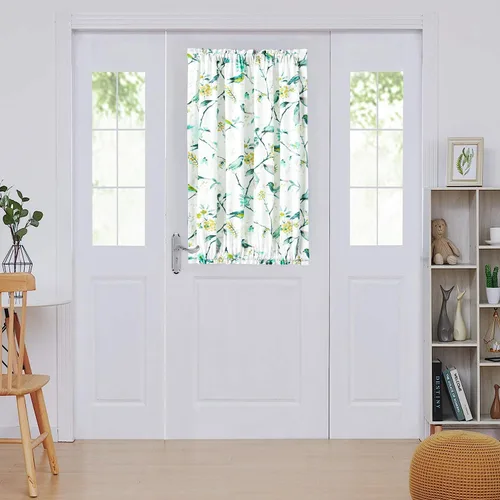 Miniatura 14 de VOGOL - Cortina decorativa con patrón de pájaros para puerta delantera, cortinas francesas de cocina con reducción de vista, 1 panel de lino