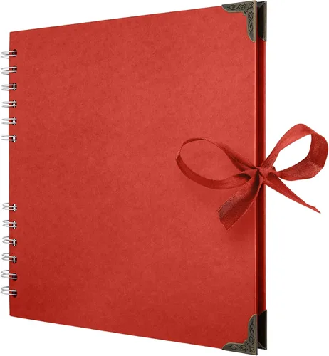 Miniatura 31 de Bstorify Álbum de recortes de 10 x 10 pulgadas, 70 páginas, protectores de esquina de papel kraft grueso azul, cierre de cinta, ideal para tus