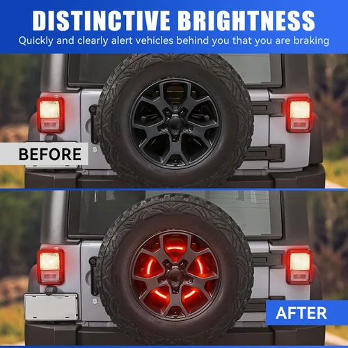 Miniatura 2 de SUPAREE Luz de Freno de Llanta de Repuesto Compatible con Jeep Wrangler 2007-2017 JK JKU YJ TJ, Plug and Play 4ta Tercera Luz de Freno Trasera LED