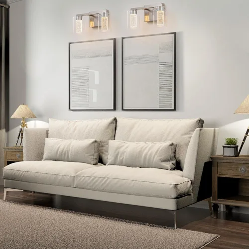 Miniatura 3 de SineRise lámpara de tocador de 2 luces de níquel cepillado, con 3 modos de color (3000K/4000K/6000K), lámpara de baño LED de protección ocular
