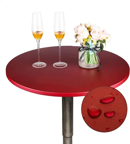Miniatura 8 de JISEN Mantel elástico ajustable redondo de licra para cóctel con brillo metálico, cubierta de mesa con tapa de 61 cm, color dorado