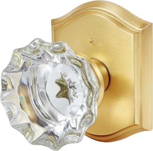 Miniatura 19 de Pomos de Puerta de Vidrio para Interiores, Estilo Vintage, Pomos de Puerta de Cristal de Privacidad con Cerradura, Pomos de Puerta de Latón Antiguo