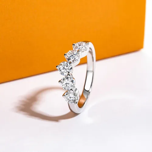 Miniatura 3 de Anillos de eternidad de moissanita, anillos de boda, color D, claridad VVS1, redondo, corte brillante, plata de ley 925, 56 piedras, anillos