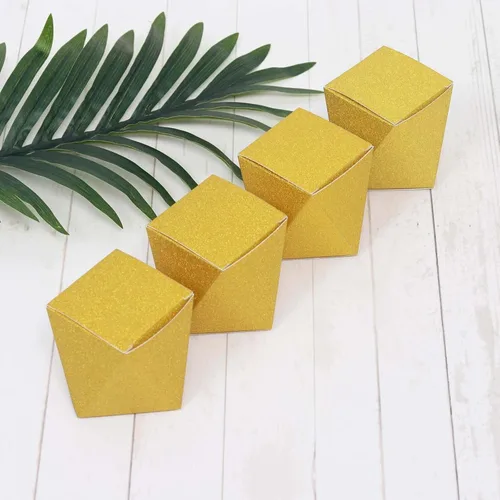 Miniatura 9 de Efavormart - 25 cajas de regalo de boda con purpurina dorada, forma geométrica de 3 x 4 pulgadas