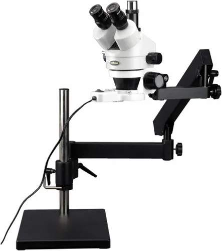 AmScope SM-7TZ-FRL Professional trinocular zoom microscopio estéreo, WH10 X Oculares, 3,5 x -90 X Zoom de Ampliación, 0.7 x -4.5 X lente, 8 W