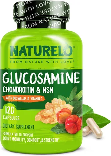 NATURELO Glucosamina condroitina MSM con boswellia y vitamina C - Suplemento para comodidad, movilidad y fuerza de las articulaciones - 120 cápsulas