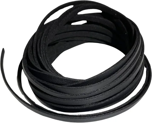 Cordón de cuero plano de 0.157 pulgadas, 5+ yardas (16.4 ft), cuerda trenzada para fabricación de joyas, cordones de cuero para zapatos, arte y