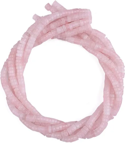 Miniatura 4 de BEADIA Cuentas Espaciadoras de Cuarzo Rosa Natural en Forma de Tapa de Cristal Semipreciosas Sueltas para Hacer Joyas de Encaje 6mmx3mm 38cm Cristal